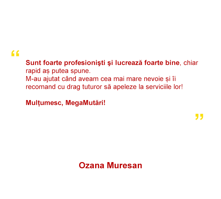 Serviciu ireprosabil pe toată durata colaborarii. Recomand cu caldură pentru ambele servicii de mutări și comenzi IKEA cât și pentru montajul produselor